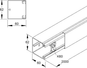 HKL Kanal reinweiß 60x60 RAL9010 HKL6060.3