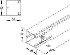 HKL Kanal lichtgrau 60x60 RAL7035 HKL6060.8