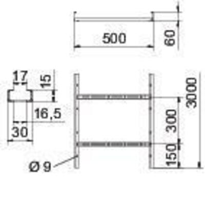 OBO Bettermann Vertr Kabelleiter gelocht, mit VS-Sp.60x500x3000 LG 650 VS 3 FT
