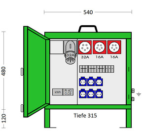 Elektra Tailfingen Endverteilerschrank 22kVA EV 32ZN/A/621-1
