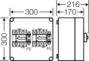 Hensel Mi-Lastschaltergehäuse 125A, 4polig + PE Mi 7226