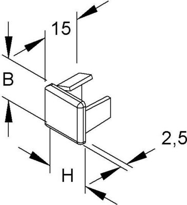 HKL Endstück lichtgrau 20x20 RAL7035 E2020.8