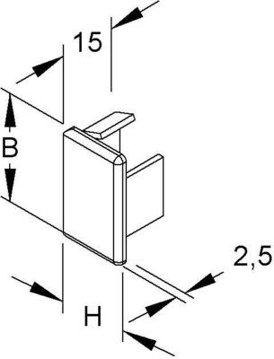 HKL Endstück lichtgrau 20x30 RAL7035 E2030.8
