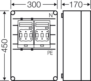 Hensel Sicherungsgehäuse 2x3xNH00, 250A, 5p Mi 6365