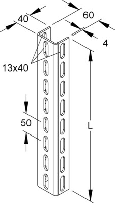Niedax U-Profil 60x40x300mm, gelocht U 6040/300 E3