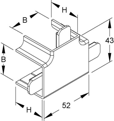 HKL T-Stück lichtgrau Kanal-System HKL FT3030.8