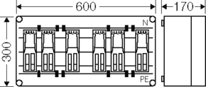 Hensel Mi-Sich.lasttrenn.-Gehäuse 6x3xNH000, 5pol Mi 6495