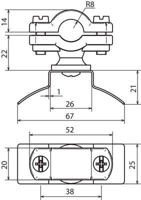 DEHN Stangenhalter aus PA für Rd, 16mm LH ZS 16 SBB PA V2A