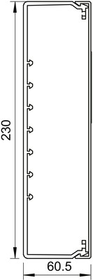 OBO Bettermann Vertr Wand+Deckenkanal m.Obert. 60x230mm,PVC WDK60230GR