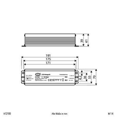 EVN Lichttechnik LED-Netzgerät 12V DC/5-100W K12 100