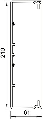 OBO Bettermann Vertr Wand+Deckenkanal m.Obert. 60x210mm,PVC sgr WDK60210GR m.Lochung