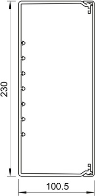 OBO Bettermann Vertr Wand+Deckenkanal m.Obert. 100x230mm,PVC WDK100230LGR