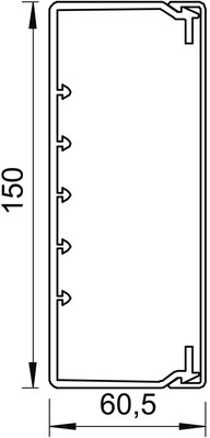 OBO Bettermann Vertr Wand+Deckenkanal m.Obert. 60x150mm,PVC WDK60150RW