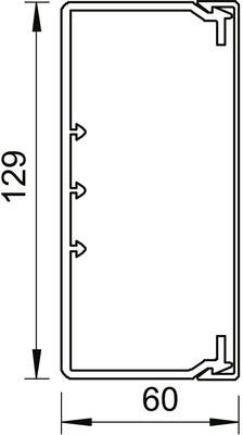 OBO Bettermann Vertr Wand+Deckenkanal m.Obert. 60x130mm,PVC WDK60130RW