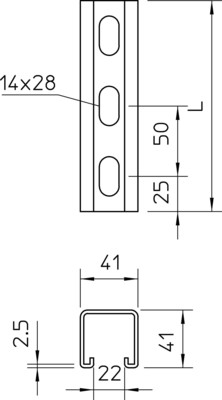 OBO Bettermann Vertr Montageschiene HL41-41-200mm MS4141P0200FT