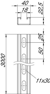 OBO Bettermann Vertr Montageschiene 40-22-3000mm MS 22 L 3M FT