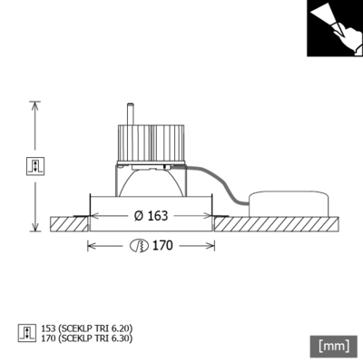 LTS Licht&Leuchten LED-Einbaustrahler Scene6 840 45° schwarz SCEKLP TRI #639299