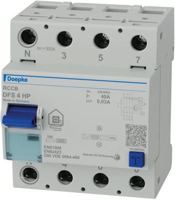 Doepke FI-Schutzschalter 4p, 40A, 0.03A DFS4 040-4/0,03-HP