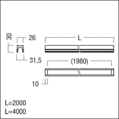 Zumtobel Group Niedervolt U-Einbauprofil SUP2 TRACKU TL 2M BK