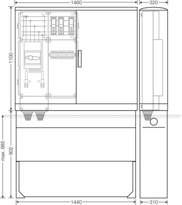 Hensel Ladeverteiler b. z. 3 Doppelladepu Mi EV 44kW 3010