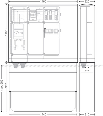 Hensel Ladeverteiler b. z. 3 Doppelladepu Mi EV 44kW 3011