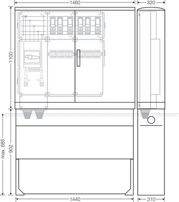 Hensel Ladeverteiler b. z. 6 Doppelladepu Mi EV 44kW 6010