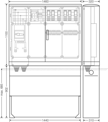Hensel Ladeverteiler b. z. 6 Doppelladepu Mi EV 44kW 6011
