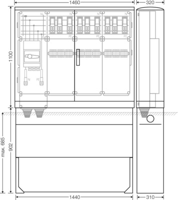 Hensel Ladeverteiler b. z. 9 Doppelladepu Mi EV 44kW 9010