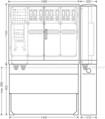 Hensel Ladeverteiler b. z. 9 Doppelladepu Mi EV 44kW 9010
