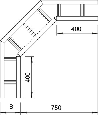 OBO Bettermann Vertr Bogen 90 Grad 200x500mm WLB 90 2050 FT