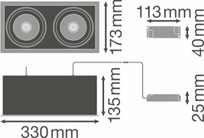 Ledvance LED-Einbaustrahler 2-fach . 3000K SPOT MULI2x30W3KFLWT