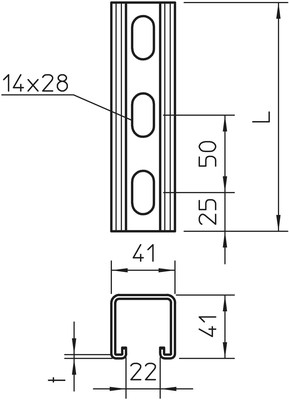 OBO Bettermann Vertr Profilschiene gelocht,Schlw. 22mm MSL4141P1000A2