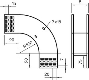 OBO Bettermann Vertr Vertikalbogen 90Grad fallend RBV 130 F FS