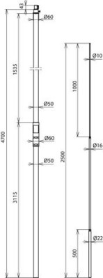 DEHN Stützrohr D 50mm L 4700mm SRD504700FS22#105317