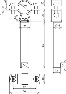 DEHN Leitungshalter D 16mm L 85mm NIRO LHZS2023KTD16L85V2A