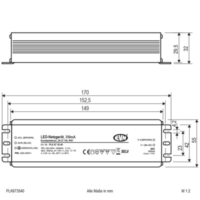 EVN Lichttechnik LED-Netzgerät 350mA 20-37W IP67 PLK673540