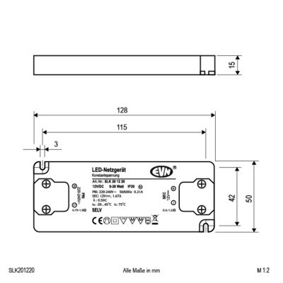 EVN Lichttechnik LED-Netzgerät 12VDC 0-20W IP20 SLK201220
