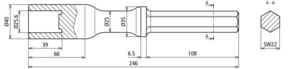 DEHN Hammereinsatz f. Rohrerder D 25mm HERE25SW22VHACSTBLAN