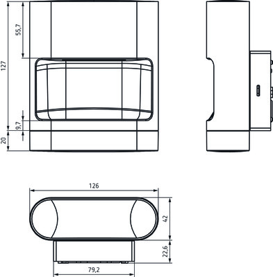 Theben LED-Leuchte f.Wandmontage 14 Watt, aluminium theLeda D SUL AL