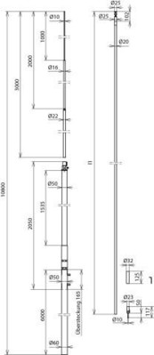 DEHN Fangmast m. Leitung D 20mm FM60L11MIPHVI#819730