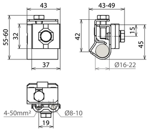 DEHN Dachrinnenklemme f. Wulst 16-22mm DRK810AQ450W1622V2A