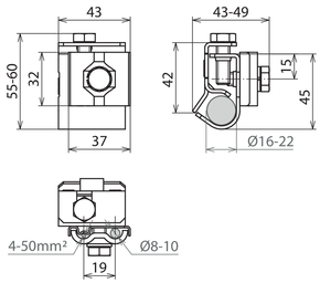 DEHN Dachrinnenklemme f. Wulst 16-22mm DRK810AQ450W1622V2A