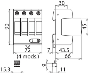 DEHN Überspannungsableiter Typ 2 DEHNguard M DG MU 3PY 208 4W+G R