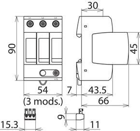 DEHN Überspannungsableiter Typ 2 DEHNguard M DG MU 3PY 480 3W+G R