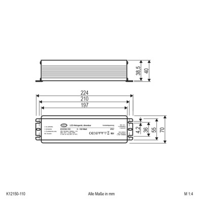 EVN Lichttechnik Netzgerät 12V/DC-5-150W IP67 K12150110