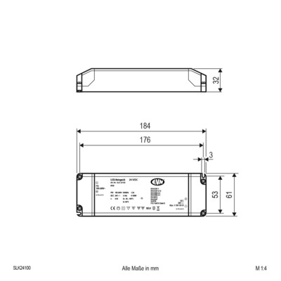 EVN Lichttechnik Netzgerät 24V/DC-0,1-100W IP20 SLK24100