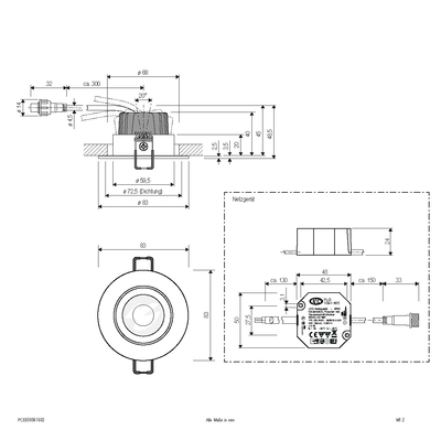 EVN Lichttechnik LED-Einbauleuchte IP65 350mA 3000K sw-ant PCE650061602