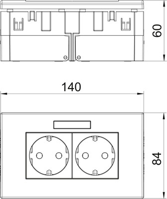 OBO Bettermann Vertr Steckdoseneinheit 2-fach ch 84x140x59mm rt SDE-RW D0RT2B