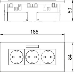 OBO Bettermann Vertr Steckdoseneinheit 3-fach ch 84x185x59mm rt SDE-RW D0RT3B