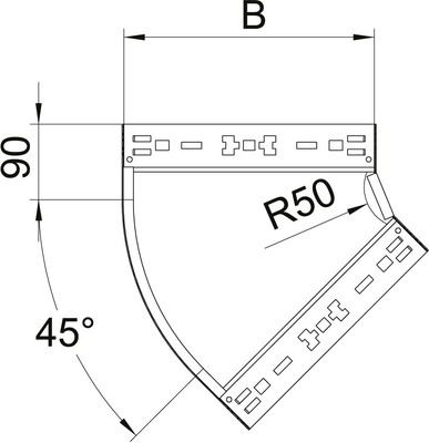 OBO Bettermann Vertr Bogen 45 Grad 110x600mm RBM 45 160 FT